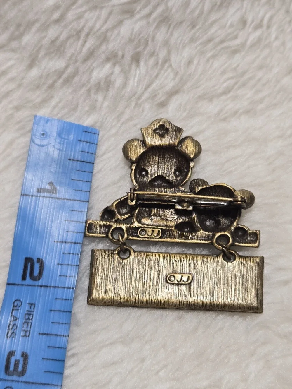 Nurses Make It All Better Bears Vintage Pewter Pin Brooch Signed JJ